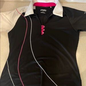 Annika Black and White golf shirt